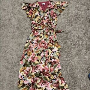 Nicole Miller NY Floral Satin Wrap Dress